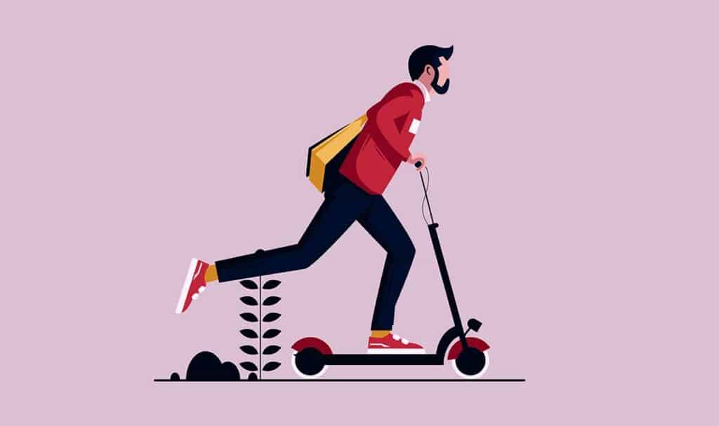 boy go to work use scooter flat illustration resize