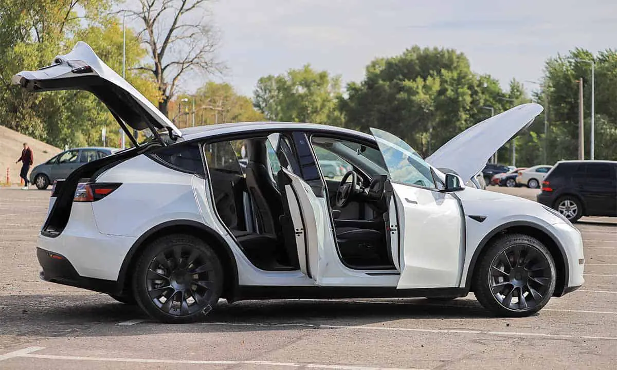 tesla model y with induction wheels