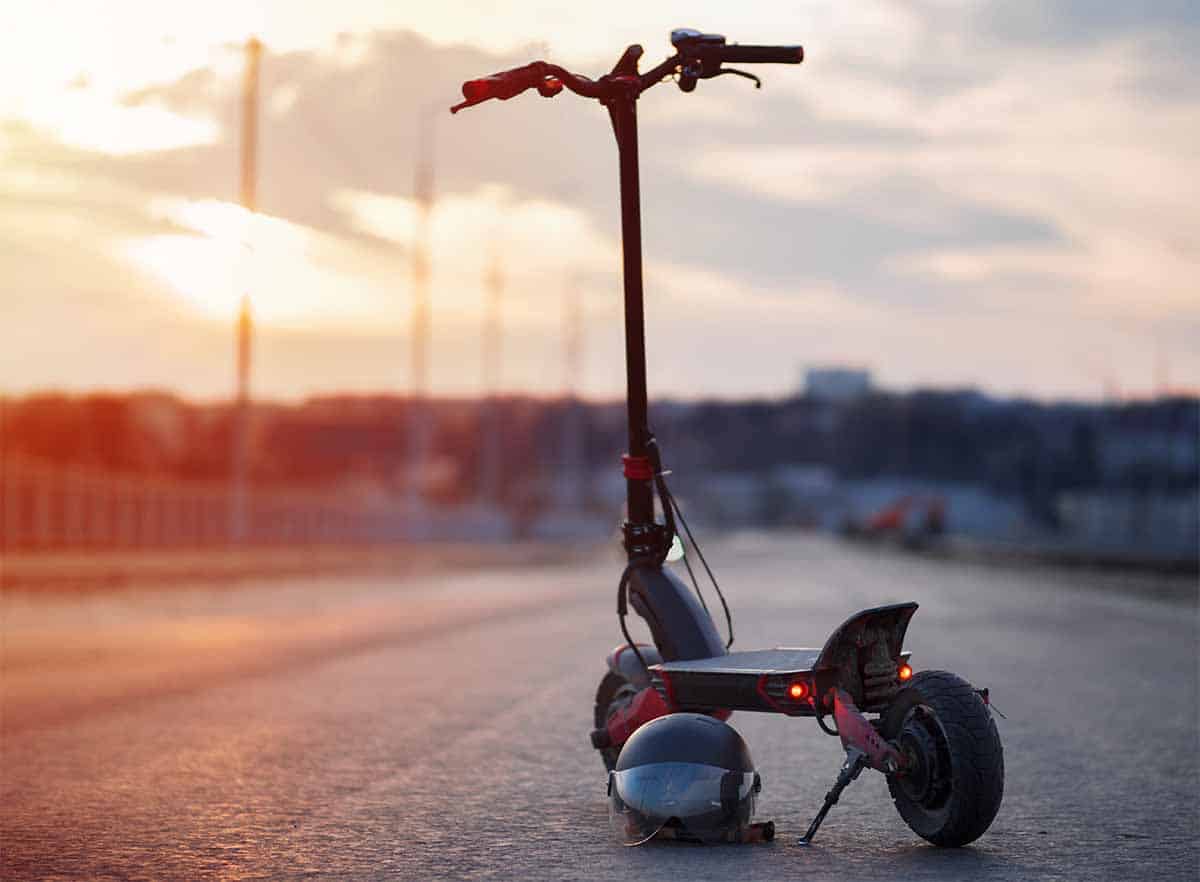 fast-electric-scooter-with-helment-sunset
