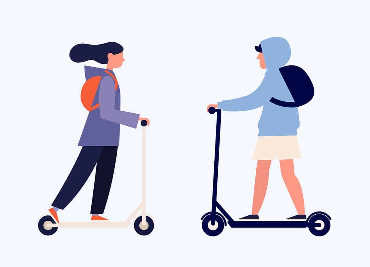 illustration of two electric scooter riders
