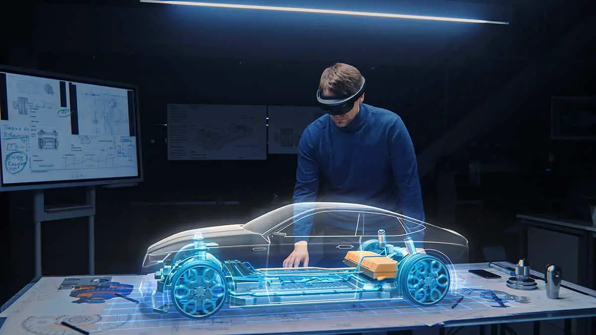 Automotive-Engineer-Wearing-VR-Headset-Working-on-3D-Electric-Car-Prototype