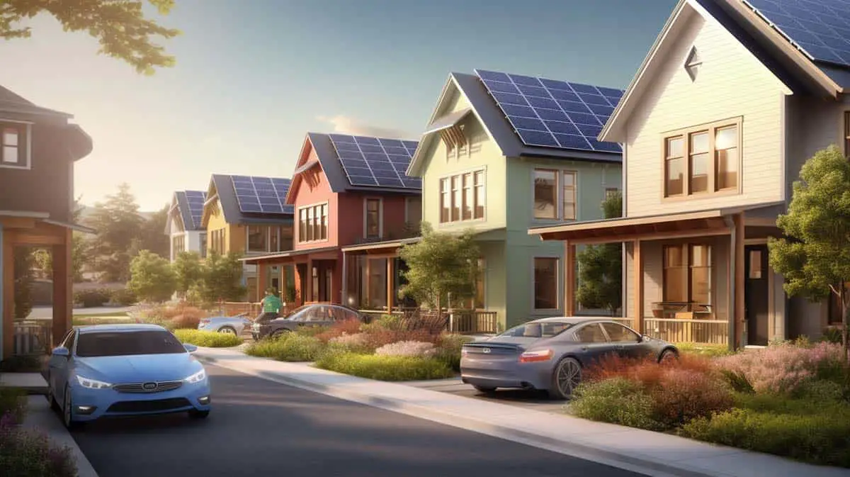 A_suburban_neighborhood_with_electric_cars_and_solar_panel_installations