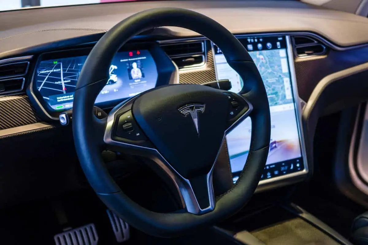 The dashboard of a full-sized, all-electric, luxury, crossover SUV Tesla Model X