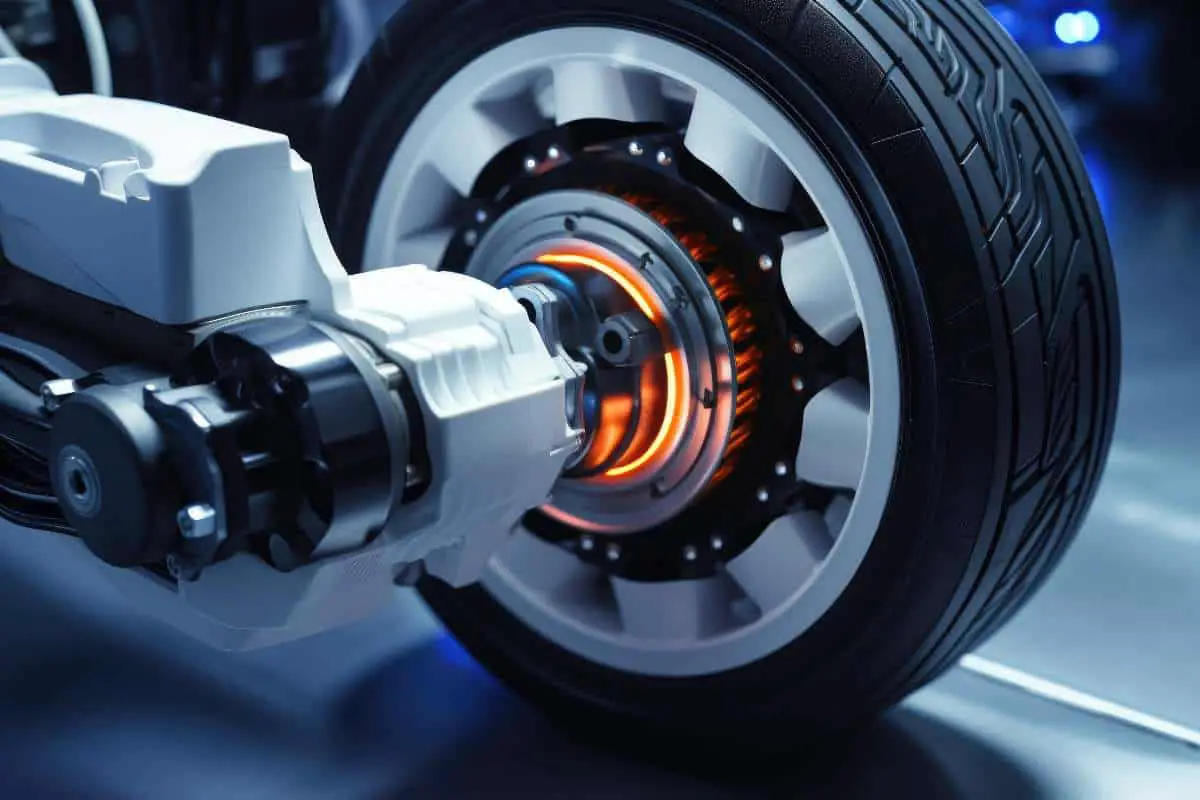 Car braking system. Disc brake. Regenerative braking. Close-up of car disc braking system.