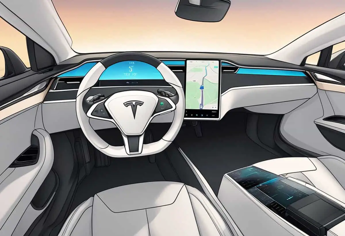 A Tesla car with autopilot features disabled, shown on a dashboard display