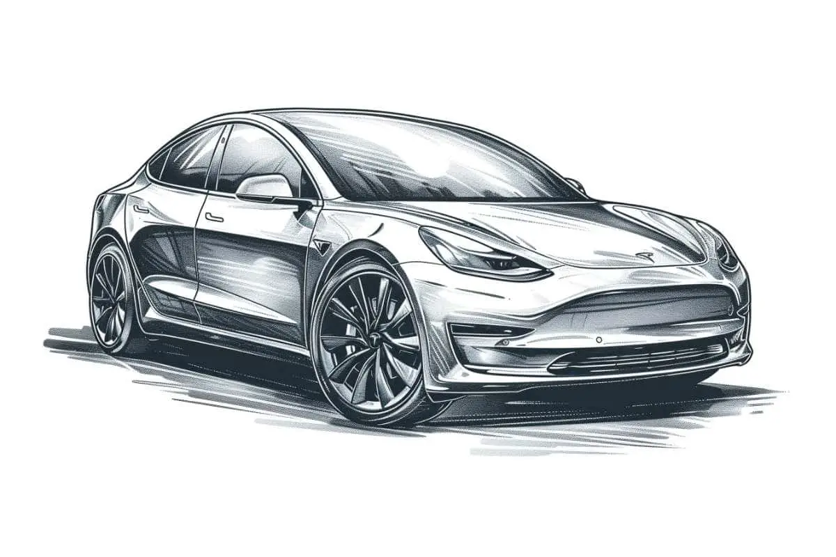 hand-drawn_technical_illustration_style_Tesla_Model 3