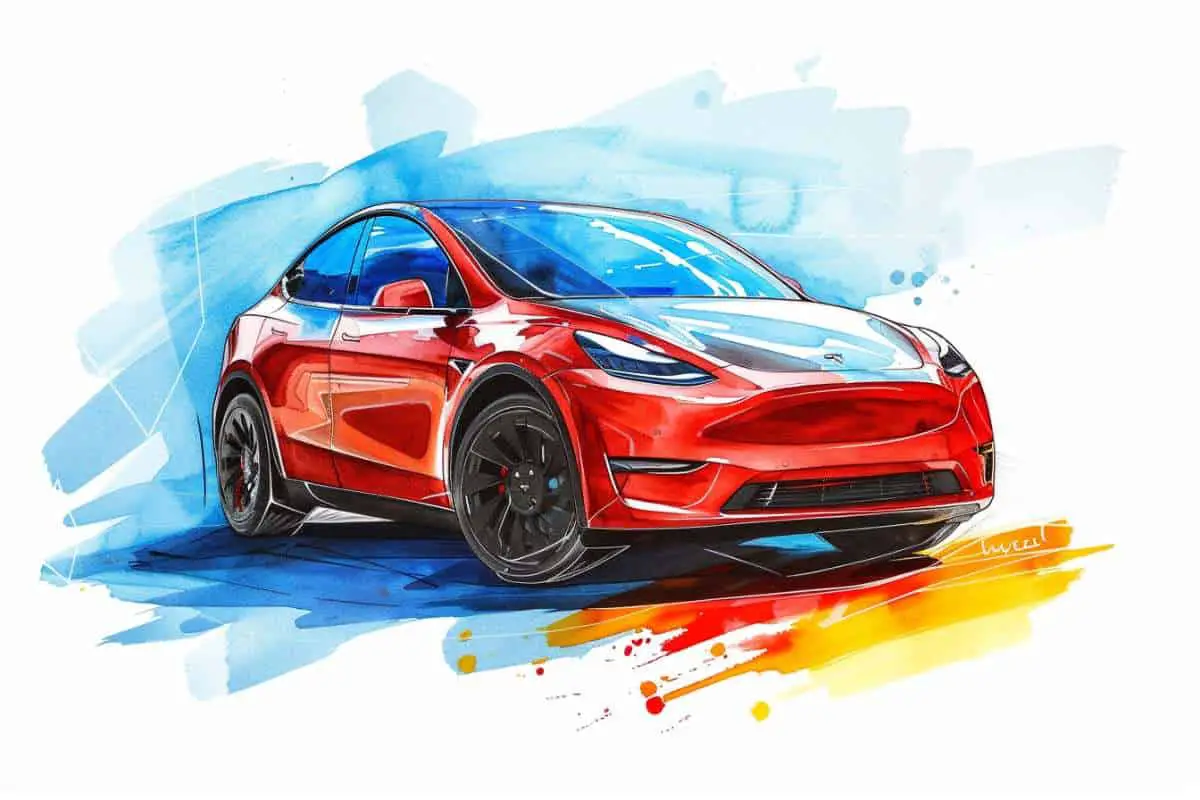 hand drawn illustration of tesla model y