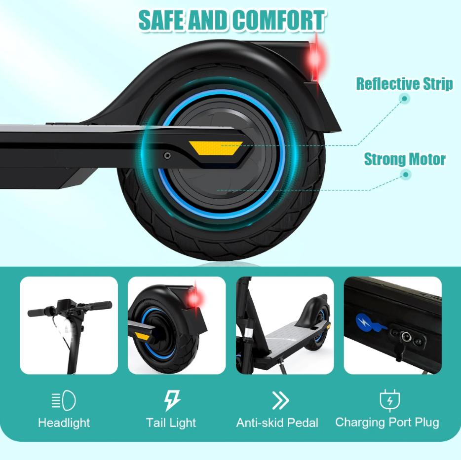 evercross ev10z electric foot scooter product image close up of rear wheel