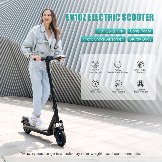 evercross ev10z electric foot scooter product image showing girl riding it