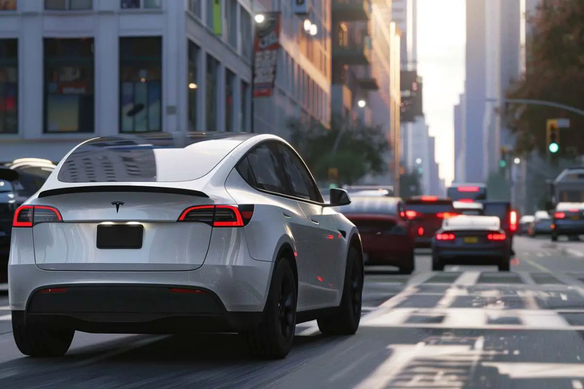 white tesla_model_y_driving_in_the_city